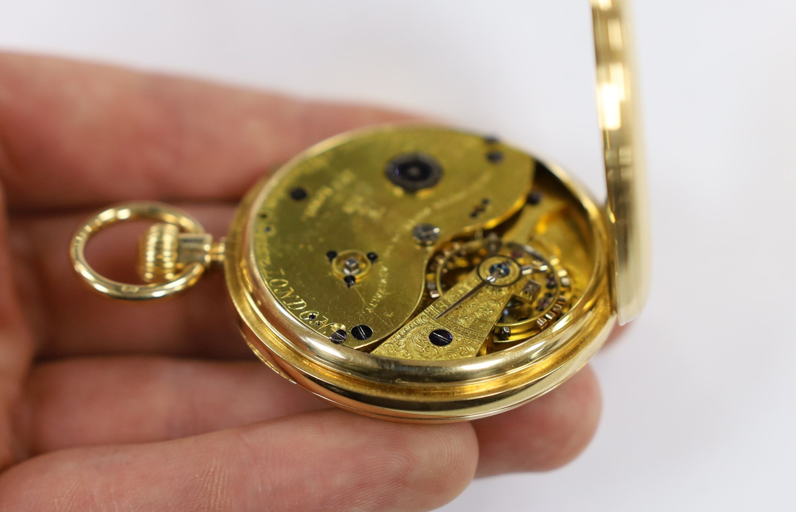 A late Victorian 18ct gold open face pocket watch, by E.G. Johnson, London, with Roman dial and subsidiary second, case diameter 49mm, gross weight 95.7 grams